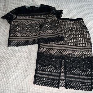 Jenn. Brand top and skirt size S. Black and nude